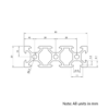 Technical Drawing Of Aluminium Extrusion Profile - T/V-Slot - 20 Series - 20x60mm - Black - Cut to Size