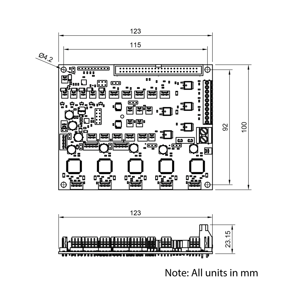 Technical Drawing Of Duet 2 Duex5 Expansion Board
