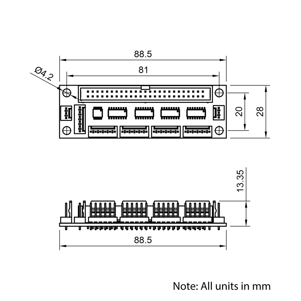 Technical Drawing Of Duet 2 Expansion Breakout Board