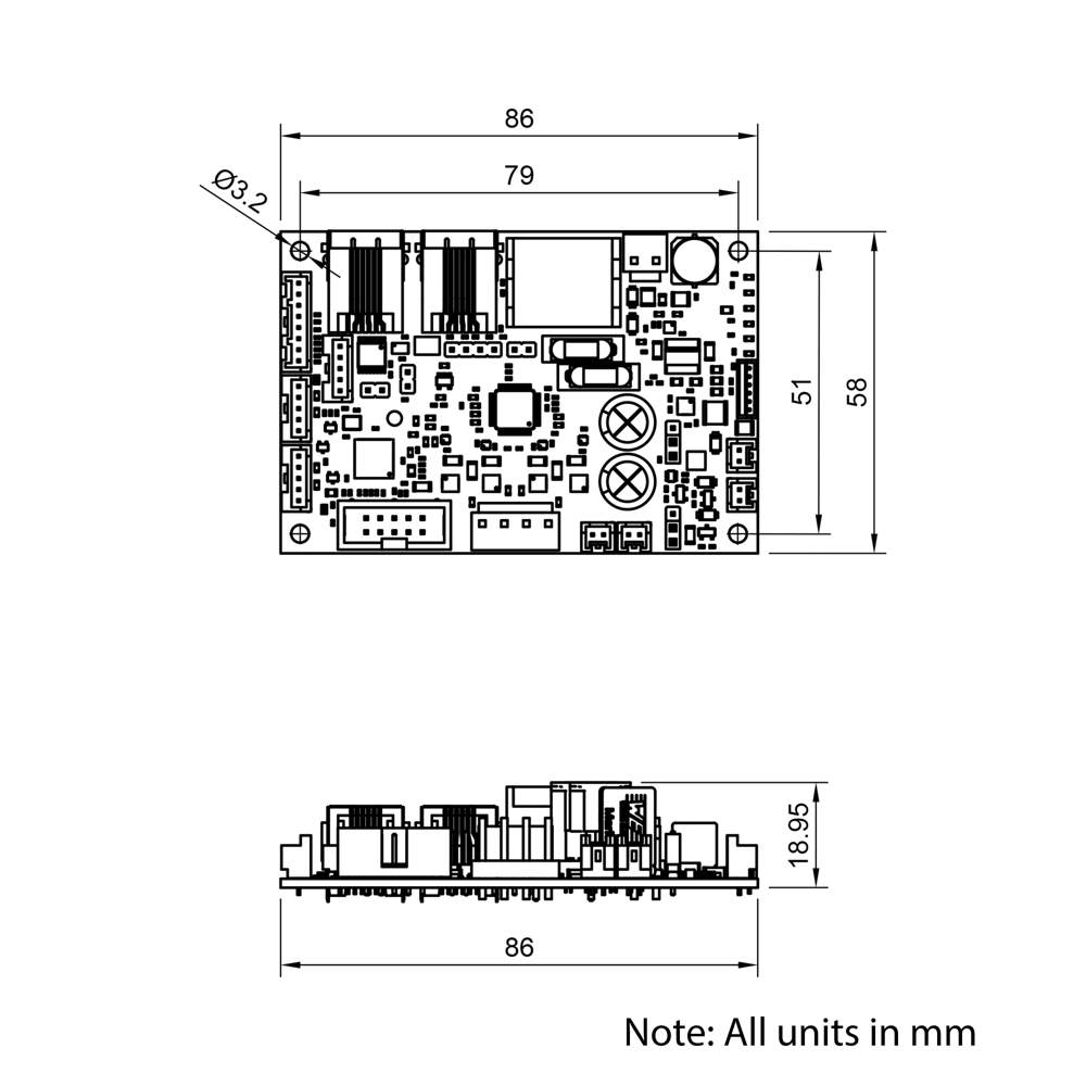 Technical Drawing Of Duet 3 Expansion Board 1HCL