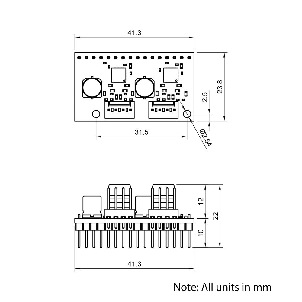 Technical Drawing Of Duet 3 Expansion Board Mini 2+