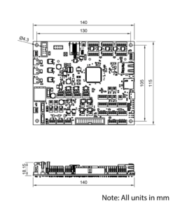 Technical Drawing Of Duet 3 Mainboard 6XD