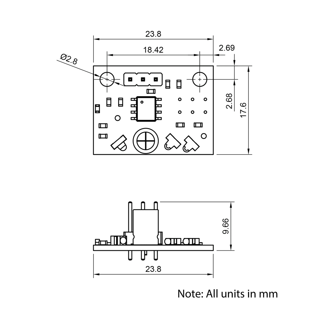 Technical Drawing Of Duet IR Height Sensor