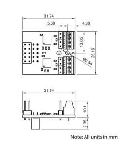 Technical Drawing Of Duet PT100 Daughter Board
