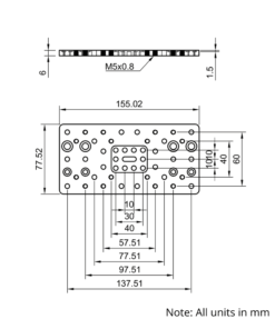 Technical Drawing Of C-Beam Gantry Plate - Large - 75x155mm