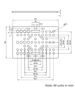 Technical Drawing Of V-Slot Gantry Plate - Large - 127x88mm