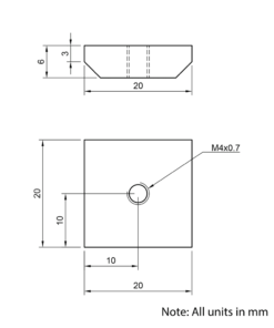 Technical Drawing Of Flat Nut - T-Slot - 45 Series - M4