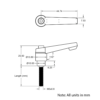 Technical Drawing Of Adjustable Handle - M5 - 25mm