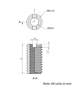 Technical Drawing Of Thread Reducer - M8 to M5
