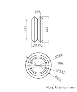 Technical Drawing Of MotionRail Wheel - Metal