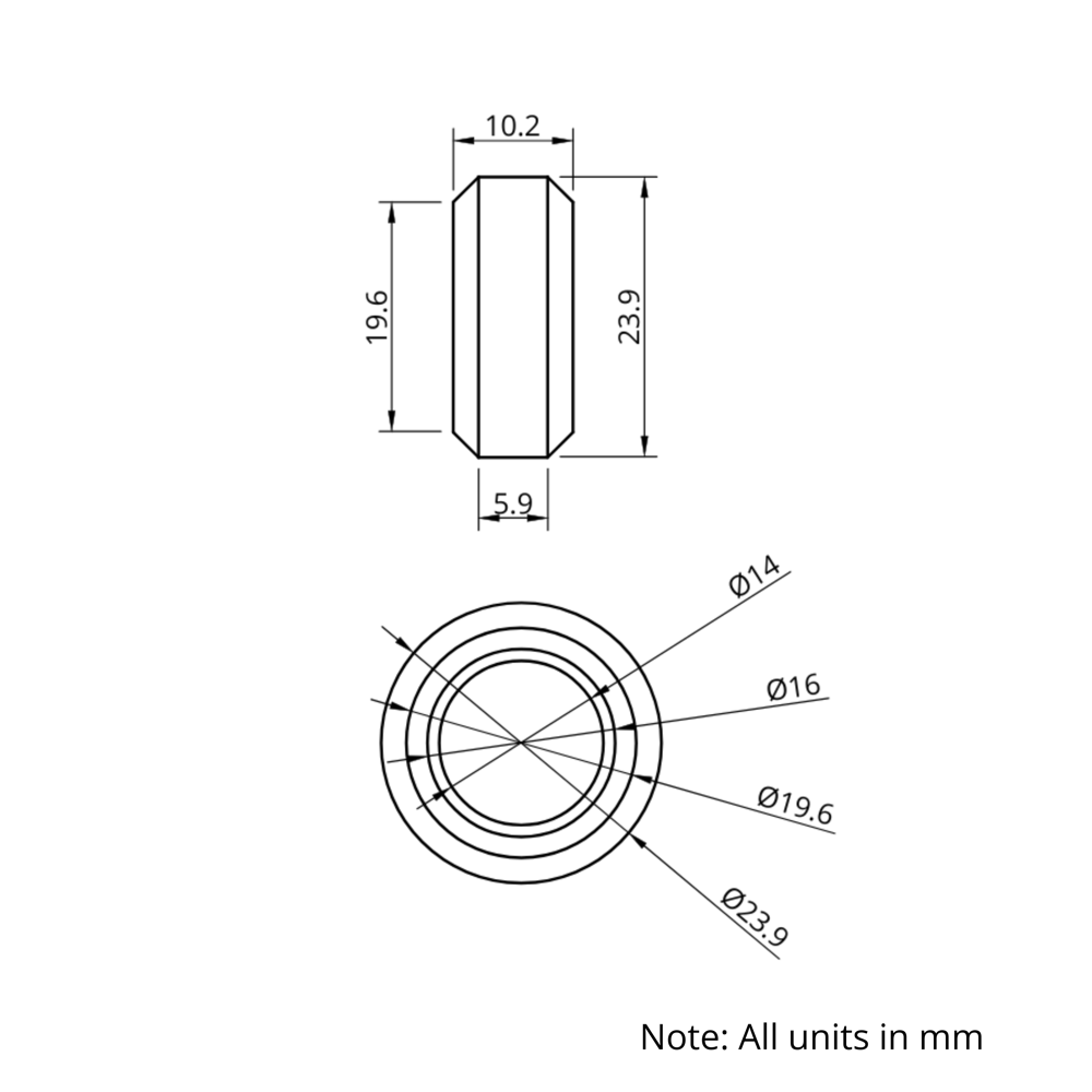 Technical Drawing Of V-Slot Wheel - Polycarbonate