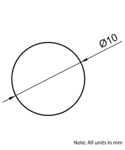 Technical Drawing of Hardened Ground Linear Shaft - Chrome Plated - 10mm - Cut To Size