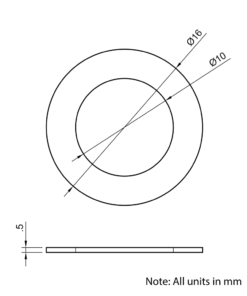 Technical Drawing Of Precision Shim - 10mm - 0.5mm