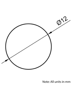 Technical Drawing of Hardened Ground Linear Shaft - 12mm - Cut To Size