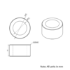 Technical Drawing Of Aluminium Spacer - 12mm - 10mm