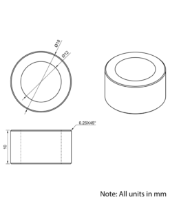 Technical Drawing Of Aluminium Spacer - 12mm - 10mm