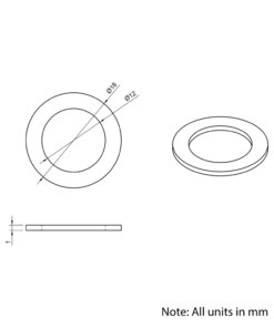 Technical Drawing Of Precision Shim - 12mm - 1mm