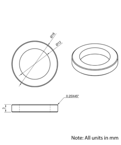 Technical Drawing Of Aluminium Spacer - 12mm - 3mm