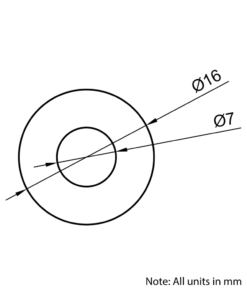 Technical Drawing of Hardened Ground Linear Shaft - Hollow - 16mm - Cut To Size