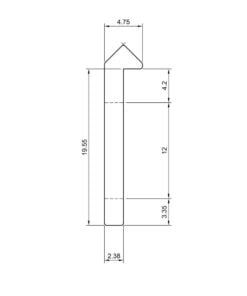 Technical Drawing of Aluminium Extrusion Profile - MotionRail (OpenRail) - Black - Cut To Size