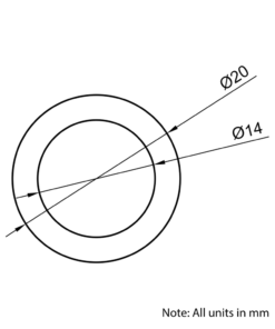 Technical Drawing of Hardened Ground Linear Shaft - Hollow - 20mm - Cut To Size