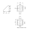 Technical Drawing Of Corner Bracket - 20 Series - 20x20 - With Cover Cap