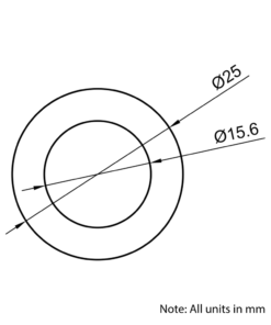 Technical Drawing of Hardened Ground Linear Shaft - Hollow - 25mm - Cut To Size