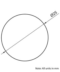 Technical Drawing of Hardened Ground Linear Shaft - 25mm - Cut To Size