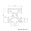 Technical Drawing Of Aluminium Extrusion Profile - T-Slot - 30x30mm - 3 Slot - Silver - Cut to Size