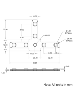 Technical Drawing Of Inner Link Connector - Multiway - 3 Way - With Fixings