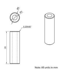Technical Drawing Of Aluminium Spacer - 3mm - 20mm
