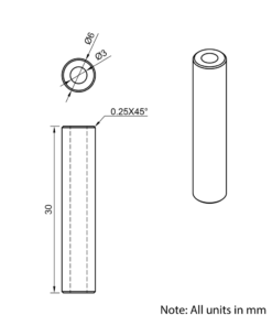 Technical Drawing Of Aluminium Spacer - 3mm - 30mm