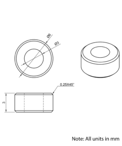 Technical Drawing Of Aluminium Spacer - 3mm - 3mm
