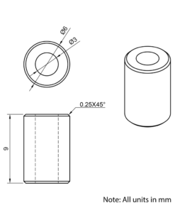 Technical Drawing Of Aluminium Spacer - 3mm - 9mm
