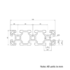 Technical Drawing Of Aluminium Extrusion Profile - T-Slot - 40x120mm - Silver - Cut to Size