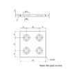 Technical Drawing Of Aluminium End Cap - 20 Series - 40x40 - With Fixings