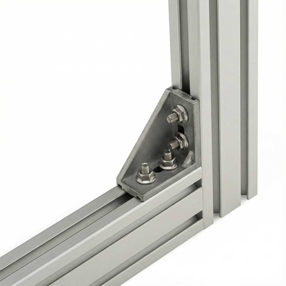 Corner Bracket - 40 Series - 40x80 - With Fixings Joining Aluminium Extrusion