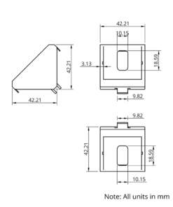 Technical Drawing Of Corner Bracket - 45 Series - 45x45 - With Cover Cap