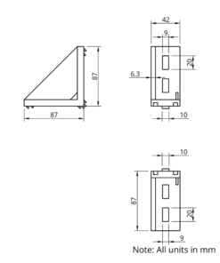 Technical Drawing Of Corner Bracket - 45 Series - 45x90 - With Cover Cap