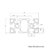 Technical Drawing Of Aluminium Extrusion Profile - T-Slot - 45x90mm - Silver - Cut to Size