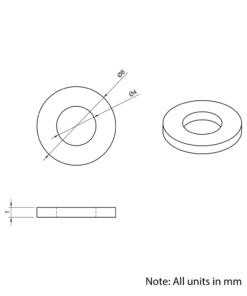 Technical Drawing Of Precision Shim - 4mm - 1mm