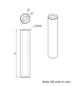 Technical Drawing Of Aluminium Spacer - 4mm - 40mm