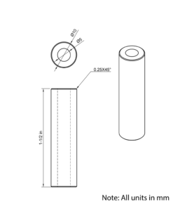 Technical Drawing Of Aluminium Spacer - 5mm - 1-1/2