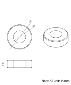 Technical Drawing Of Aluminium Spacer - 5mm - 1/8