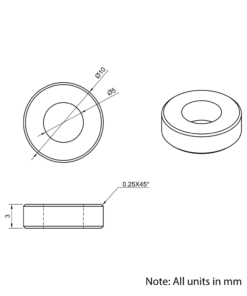 Technical Drawing Of Aluminium Spacer - 5mm - 3mm