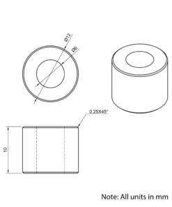 Technical Drawing Of Aluminium Spacer - 6mm - 10mm