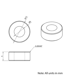 Technical Drawing Of Aluminium Spacer - 6mm - 5mm