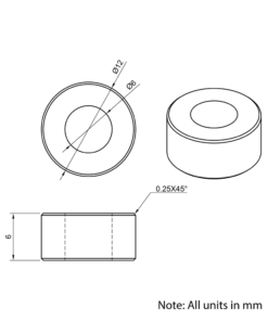 Technical Drawing Of Aluminium Spacer - 6mm - 6mm
