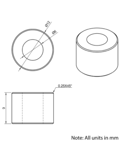 Technical Drawing Of Aluminium Spacer - 6mm - 9mm