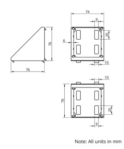 Technical Drawing Of Corner Bracket - 40 Series - 80x80 - With Cover Cap